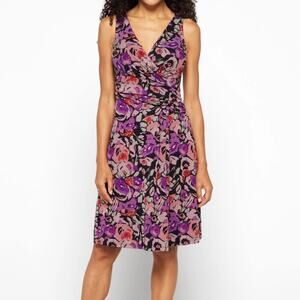 Lauren Ralph Lauren Womens Floral Jersey Knit Sleeveless Dress Size 8 Black